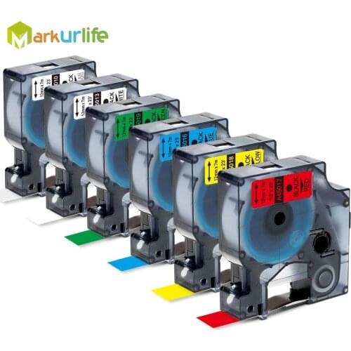 6PCS Compatible for Dymo Labeling Tape 45010 45013 45016 45017 45018 45019 for Dymo Labelmanager 210D 260P 450D 12mm*7m Combo