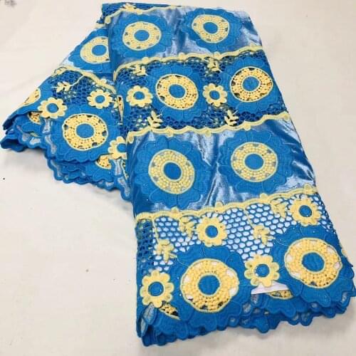 African lace fabric 2021 high quality Guipure lace fabric Latest French Cord lace fabric with Stones for Wedding 5 Yards LSN39