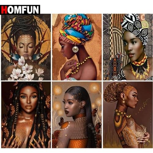 HOMFUN Full Square/Round Drill 5D DIY Diamond Painting "Woman portrait theme" Embroidery Cross Stitch 5D Home Decor Gift