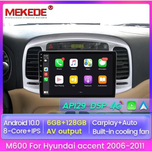 6+128 Android 10.0 NO DVD 2 Din Car Radio Multimedia Video Player Navigation GPS for Hyundai Accent 2006 2007 2008-2011WIFI 7862