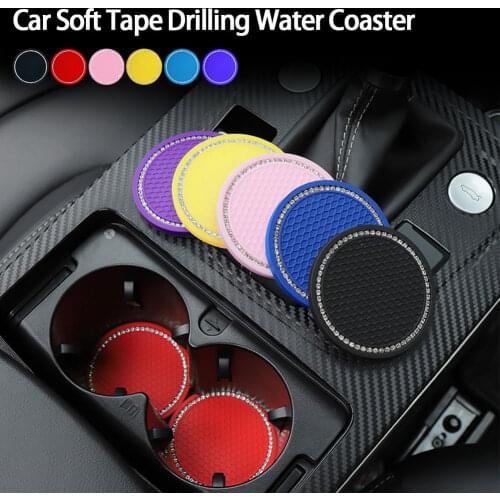 Bling Glitter Acrylic Diamond Car Coaster PVC Travel Auto Cup Mats Insert Coaster Anti Slip Crystal Vehicle Interior Accessories