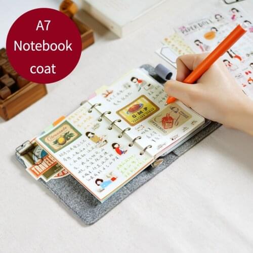 Hot Sale A7 Business Handmade Felt Planner Loose Leaf Travelers Notebook Coat Hardcover Diary Journals Snap Button Bandage