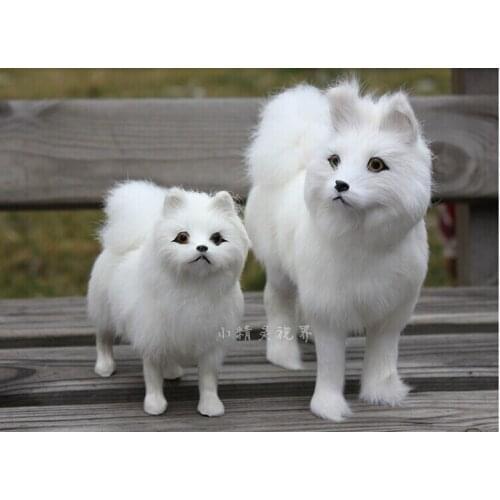 A big and a small cute dog toys genuine leather Samoyed dog toys simulation dog dolls about 24*20*8cm and 17*15*6cm 0480
