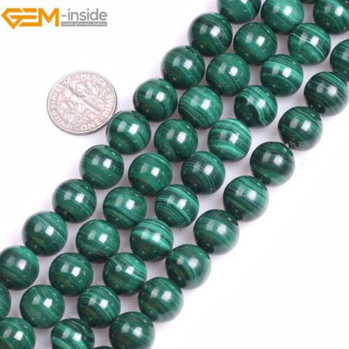 Gem-inside Grade A Natural Round Green Smooth Malachite Spacer Beads For Jewelry Making Beads Strand 15" DIY Jewellery
