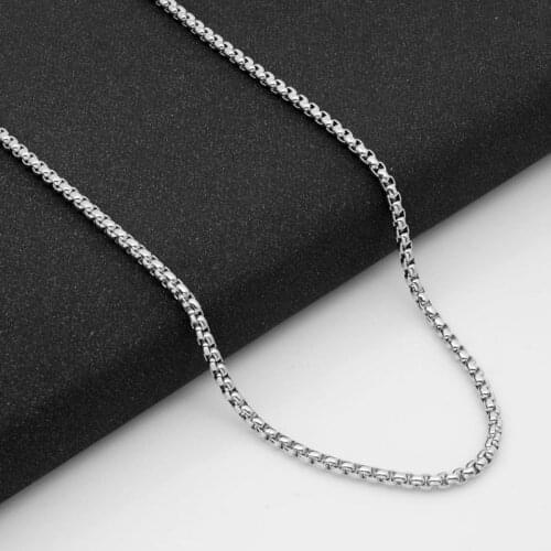 Square Chain Pearl Necklace Sterling S925 Jewelry With Chain 3MM Thick Chain Length 50cm Wholesale Diy Accessories