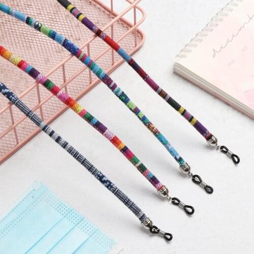 Colorful Eyeglass Sunglasses Cotton Neck String Cord Retainer Strap Eyewear Lanyard Holder Ethnic Rope Glasses Chain