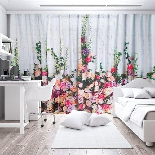 3D Velcro Curtains For The Room Living Room Hall Bedroom Decoration Flowers Window Curtain Interior For Home Kitchen Shower set