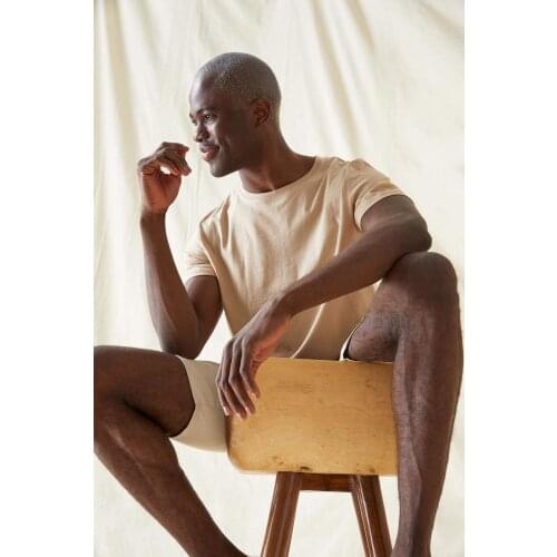 DeFacto Spring Man Tops Tees Basic Short Sleeve T-shirt Knitted Aesthetics Fashion New Season-M7666AZ21SP