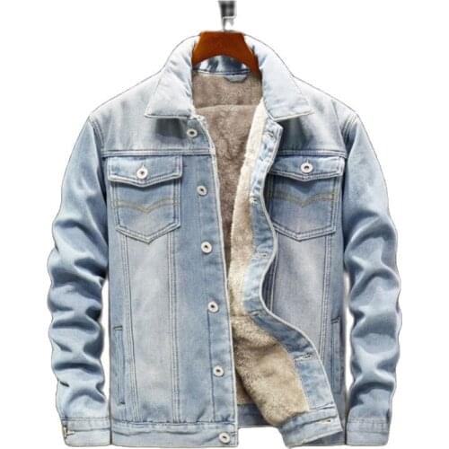 Winter Mens Denim Jackets Fashion Men Fleece Thick Warm Jeans Jacket Men Casual Slim Outwear Windbreaker Cowboy Coats 6XL