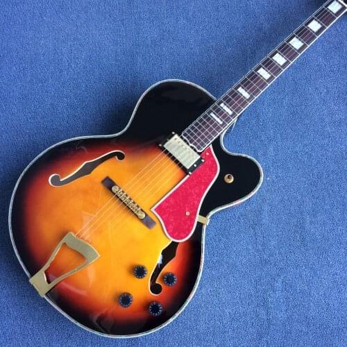 Jazz Hollow Body Electric Guitar, Rosewood fingerboard, 2 F holes, 1 pickups,Flame Maple Side & Back , Free shipping171105