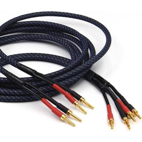 HIFI speaker cables banana plug 2 to 2 connector Audio Amplifier CD DVD player Speaker cable