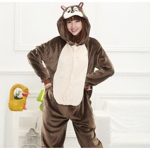 Squirrel Onesie Pajamas Kigurumi Animal Cosplay Costume Halloween Family Pijamas Women