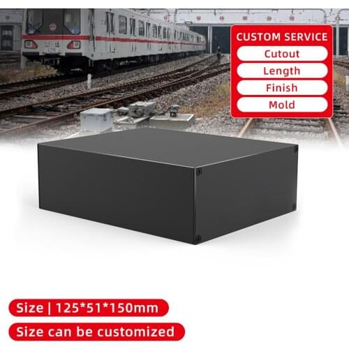 Black compact enclosure audio sound power amplifier chassis