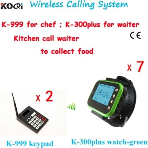 Kitchen Calling System including 2 pcs Transmitter Keypad and 7 pcs Watch Wrist Pager Shipping Free