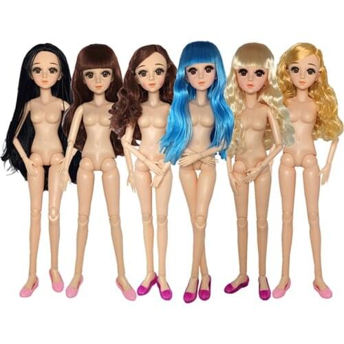 60cm 1/3 Doll With Head Naked Body Moveable Joints 3D Real Eyes Female Figure Body Princess Doll Fashion Gifts For Girls