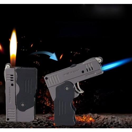 Refillable Inflatable Deformation Double Fire Windproof Lighter Regalos Para Hombre Originales Gadgets for Men Encendedores