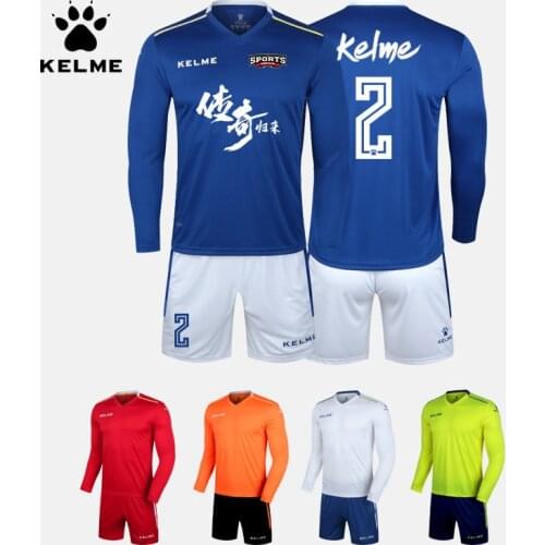 KELME Custom Mens Soccer Football Jerseys Uniforms Soccer Training Suit Original Team Jersey Long Sleeves Tracksuit K16Z2004L