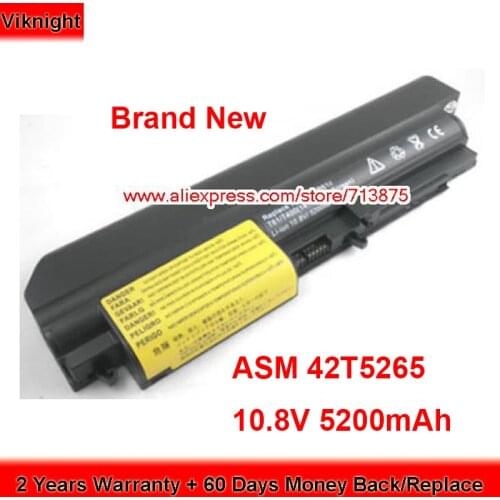 Brand New ASM 42T5265 Battery 41U3198 for Ibm Thinkpad R400 T400 T61 R61 Series 10.8V 5200mAh