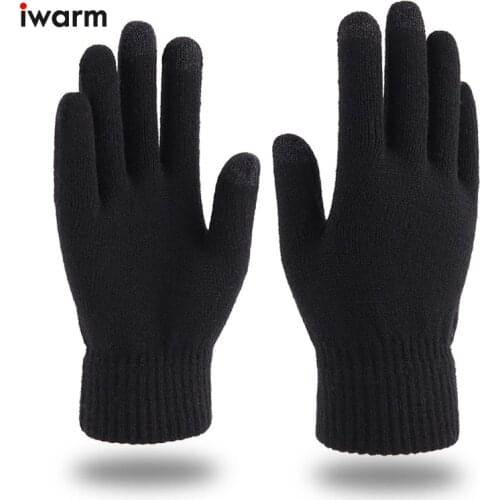 Iwarm New Warm Knitted Gloves Men and Women Add Velvet Padded Wool Touch-screenGloves in Autumn and Winter Gym Gloves Xmas Gift