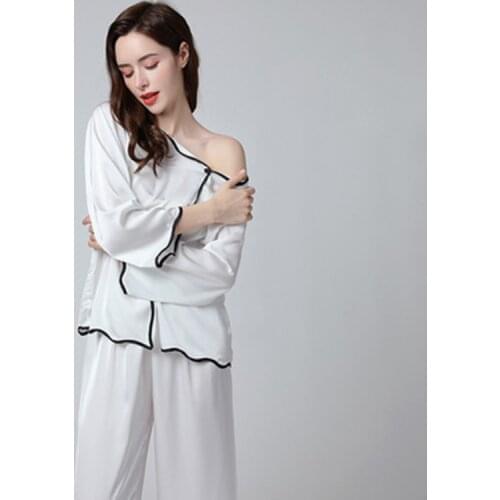 Sexy Pajamas Set Hot Womens Pajamas Print Long Shirt Pants 2Piece/Set Womens Home Top Rayon Fashion Casual Sleepwear