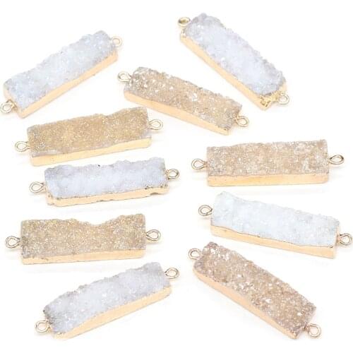 Natural Agates Stone Pendant Connectors Rectangle Bar Crystal Agates Stone Link Charms for Jewelry Making Necklace Bracelet Gift