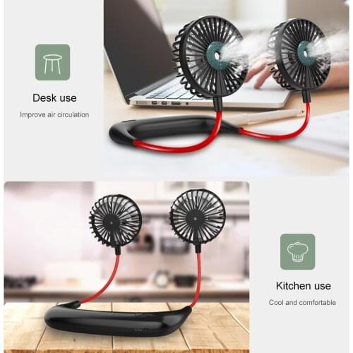 USB Rechargeable Hanging Neck Silent Spray Fan Summer Sports Travel Fan Outdoor Portable Hands-free Radiator Air Cooling Fan