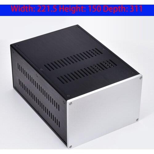 KYYSLB 221.5*150*311mm Full Aluminum Amplifier Chassis Box House DIY Enclosure with Cooling Holes Blank Amplifier Case Shell