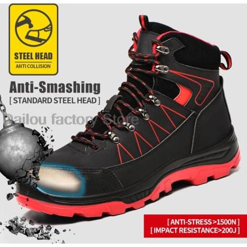 Work Safety Shoes High Top Sneakers Fashion Anti-Piercing Work Boots Breathable Indestructible Shoes for Man Safety Boots 2021