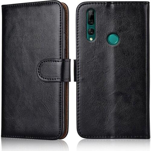 Luxury Flip Book Leather Case for Huawei Y9 Prime 2019 Stand Wallet Phone Bags Cover with Strap