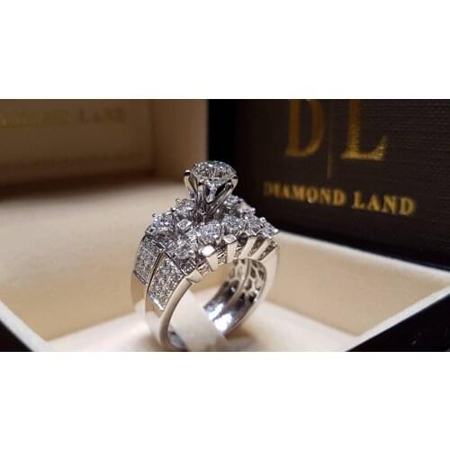 Luxury Womens Set Ring Two-piece Ring Wedding AAAA Shiny Zircon Womens Ring Bridal Wedding Set Ring To Send Mother Jewelry