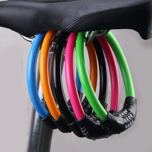 4-Digit Password Bicycle Code Lock Mountain Bike Portable Security Anti-theft Cable Lock Steel Wire Lock Bicycle Accessories