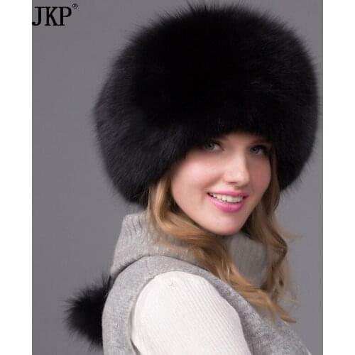 Genuine natural Fox Fur Hat Women Cap Thick Fur Cap Winter Warm Hat Female Fashion For Women Hat With Earmuffs Hat
