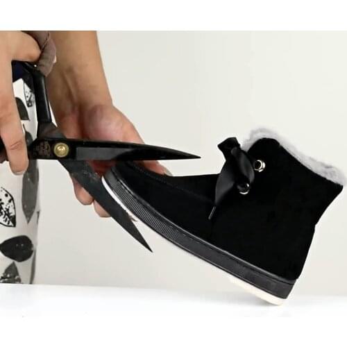 Women Soft Soled Snow Boots Sweet Style Lace Up Ankle Boots for Women Comfort Winter Flock Shoes for Girls Fur Shoes Black/Gray