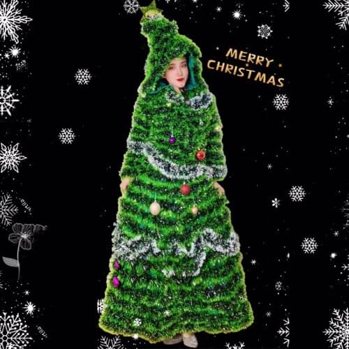 Nightclub Female Singer Gogo Dancer Clothes Bar DJDS Stage Festival Dress Christmas Tree Long Sleeve Cosplay Costumes DWY5058