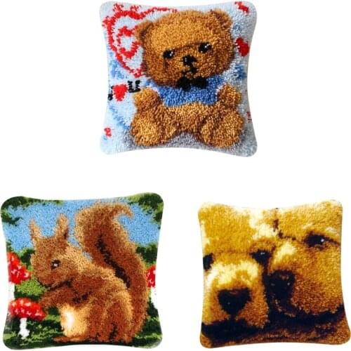 1 Set DIY Latch Hook Rug Kits Cushion Pillow Craft Handmade Embroidery Sewing Crafts for Parents Friends Present