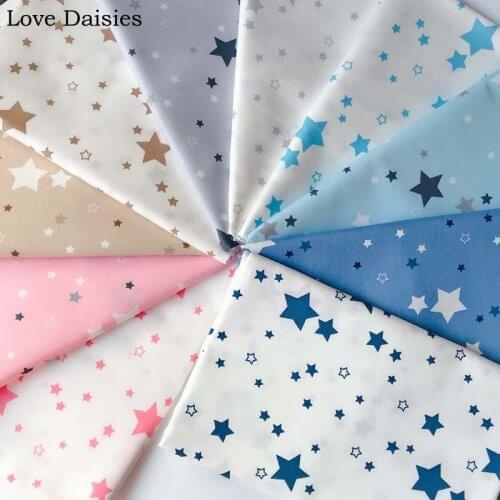 100% Cotton twill textile nordic wind CAMEL DARK BLUE PINK GRAY stars for DIY bedding cushion patchwork home decoration fabrics