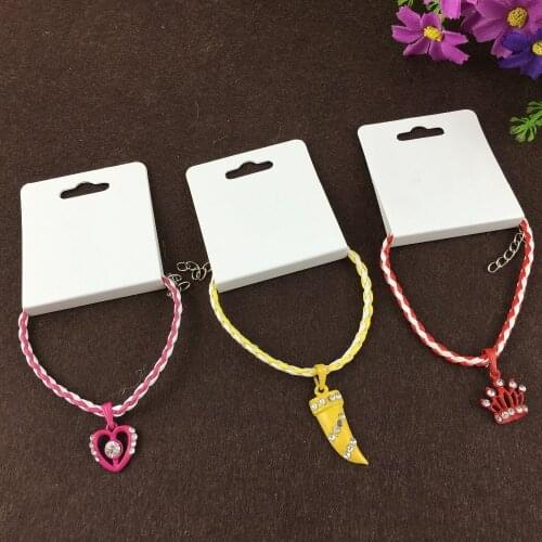 200PCS 12*5cm Paper hand Chain White Necklace Cards Blank Jewelry Displays cards DIY Bracelet Cards Jewelry Hanging Cards