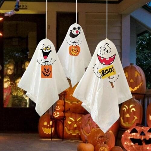 3Pcs Halloween Hanging Ghost Decoration Spooks Party Props Indoor Outdoor Mini Ghost Decor Supplies