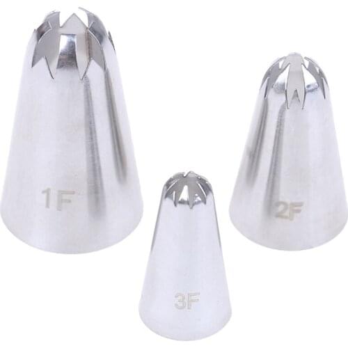 3pcs/set Big Size Cream Cake Icing Piping Russian Nozzles Pastry Tips Stainless Steel Fondant Cake Decorating Tools Decoration