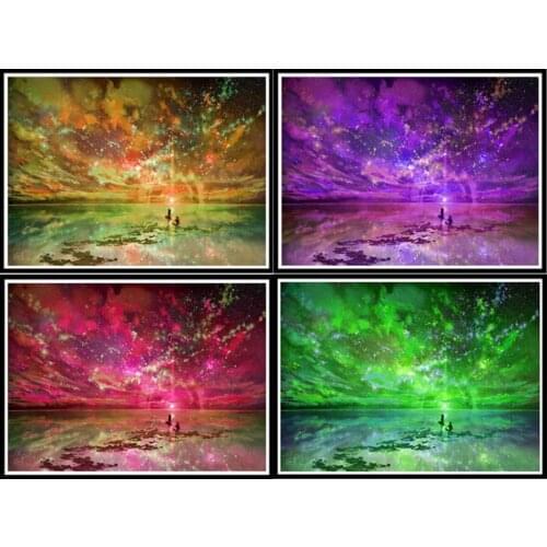 5d Diy Diamond Painting Landscape Embroidery Cross Stitch Aurora Mosaic Home Decoration Sticker Handmade