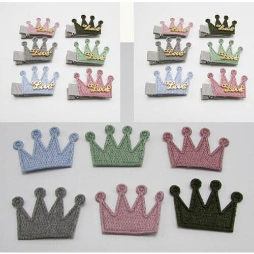 Free shipping 60pcs 3.5cm wool crown patches glitter Felt Appliques for clothes Sewing Supplies diy craft ornament