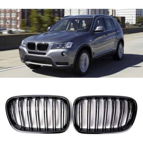 Car Front Kidney Grill Grilles Replacement Gloss Black For BMW X3 F25 2010-2013 Dual Slats Front Bumper Grille Car Styling