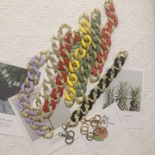 God diamond Color Mix Matte Acrylic Resin Chain Bag Strap Handbag Strap Fashion Colorful Women Bag Accessories Shoulder Strap