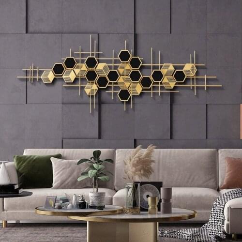 Large Size Modern Light Luxury Wrought Iron Bedroom Living Room Sofa Background Wall Decoration Pendant Three-dimensional
