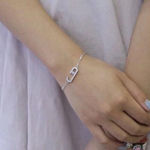 SOELLE High Quality S925 Sterling Silver Micro Inlay Cubic Zircon CZ Safety Pin Shape Charm Bracelet Women Fashion Jewelry