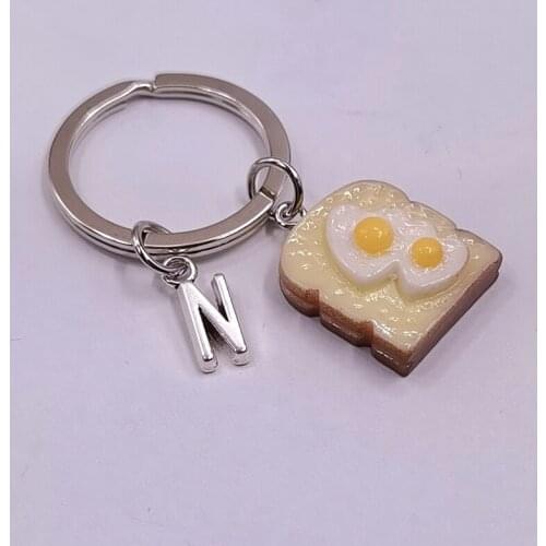 Sushi Bread Resin Keychain Eggs on Toast Keychain Personalized Letter A-Z Keychain Kitsch Keychain/Kawaii/Sweet/Kitsch