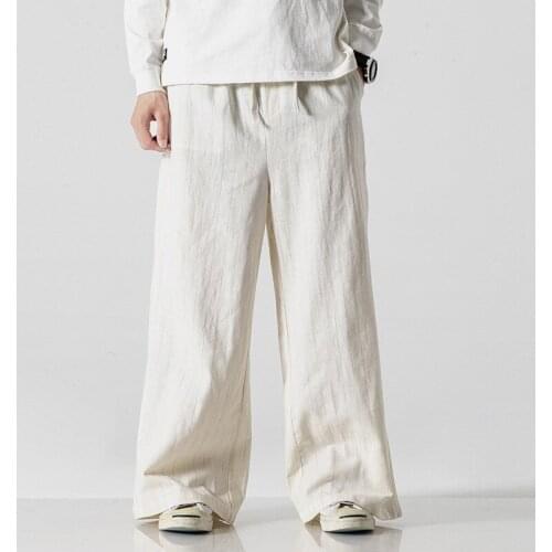 5XL Spring Men Casual Baggy Sweatpants Linen Harem Wide Leg Yoga Pant Jogger Running Workout Lounge Pant Trouser Sportswear