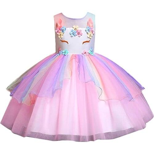 Unicorn Birthday Party Tutu Dress for Little Girls Sleeveless Summer Fancy Dresses Sleeveless Toddler Girls Lavender Princess 4T