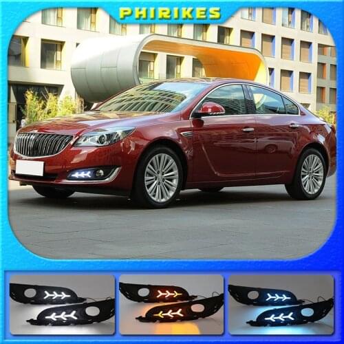 1 Pair LED DRL Daytime Running Lights Daylight With Turn Signal and Night Blue Lamp For Buick Opel Regal Insignia 2013 2014 2015