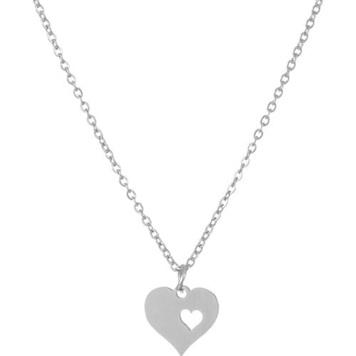 Eif Dock Heart Necklace for Women Short Chain Heart Pendant Necklace Gift Titanium Steel Choker Necklace wholesale
